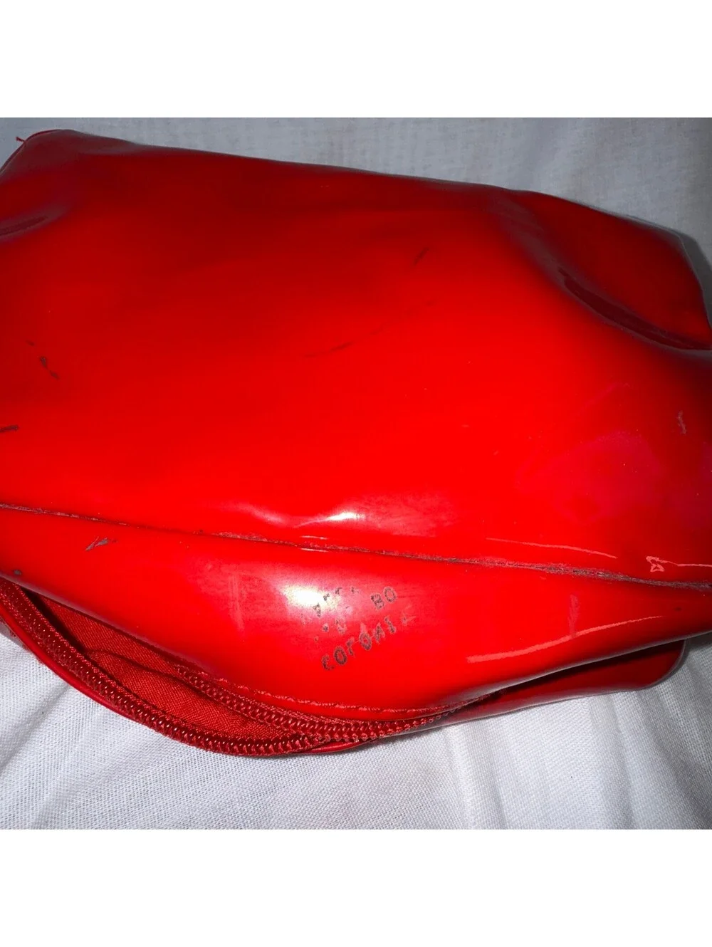 Christian Lacroix Rouge Avon Red Patent Cosmetic Makeup Bag 9x6x3 Vintage